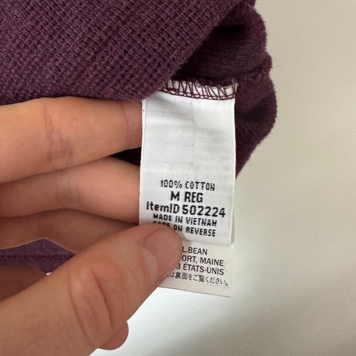 LL Bean Thermal Mens M Unshrinkable Mini Waffle Henley Long Sleeve Deep Wine - Picture 4 of 7