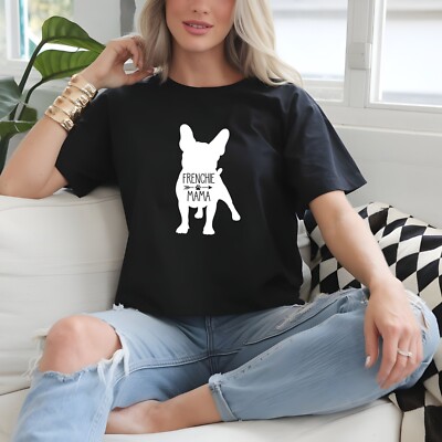 Frenchie Mama T-Shirt bedruckt Bulldogge lustig Muttertag Geschenk Frauen Rundhals Top