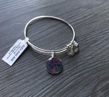 Alex and Ani CELEBRATE TODAY Shiny Silver Charm Bangle New W/Tag Card.