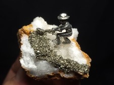 Fantasy Pewter Mining Scene on Moroccan Geode Crystal, Made in USA (3.5 oz) I0