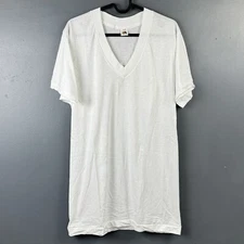 Vintage Fruit Of The Loom V-Neck White Undershirt T-Shirt Medium Single Stitch