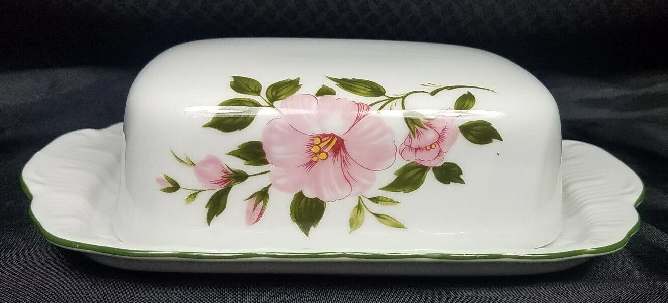 Vintage Winterling Covered Butter Dish w/ Lid Bavaria Germany Floral 8" x 5"