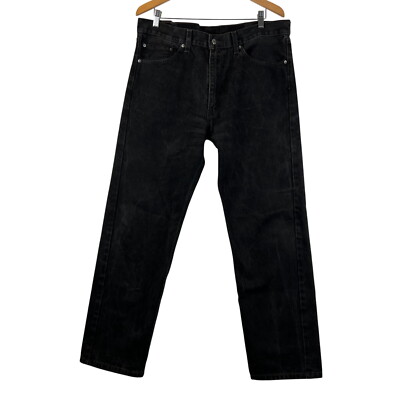 Levis 505 Jeans Mens 38x32 Regular Fit Black Denim Pants Classic Casual