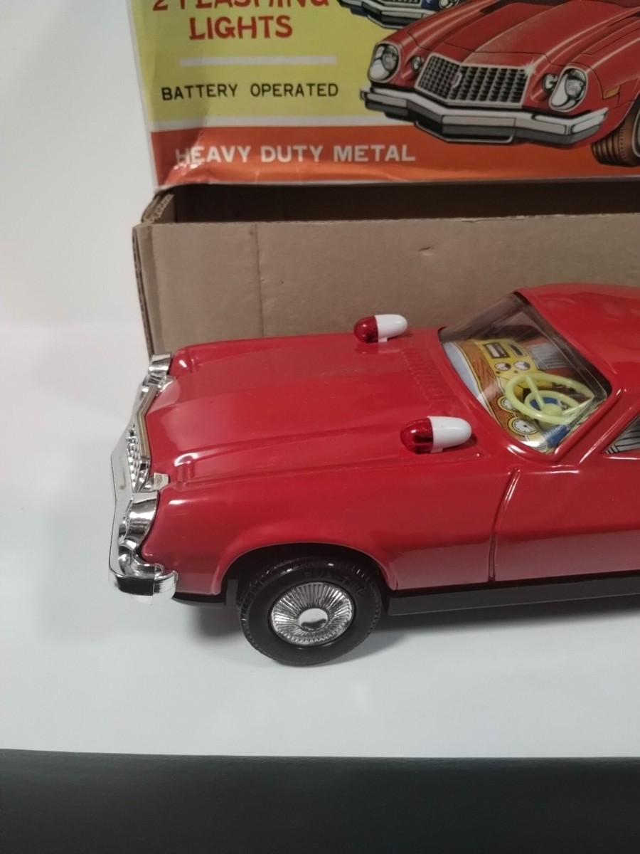 Vintage ASAHI Chevrolet Camaro LT Red Tin Car Battery Operated