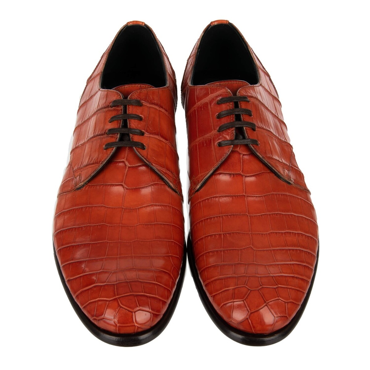 DOLCE & GABBANA Crocodile Leather Derby Shoes NAPOLI Dark Orange