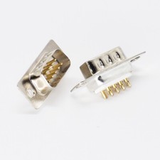 50pcs Gold Pin 9pin D-Sub Male Socket Solder Chassis Connector RS232 Serial DB9