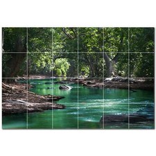 River Ceramic Tile Wall Mural PT500908. 25.5" W x 17" H 24 4.25 tiles