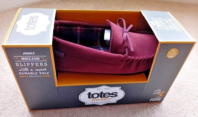 SAOLA Pantofole mocassino da uomo in memory foam resistente suola vino 8 9 (M) nuove in scatola