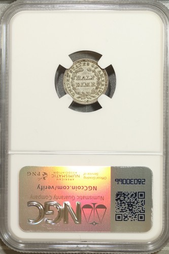 1853 Arrows Half Dime NGC AU 53 About Uncirculated #8-023 - Picture 2 of 2