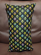 NEW homemade Handcraft Bright Colorful Pet Paws Travel throw pillow 17"X9"