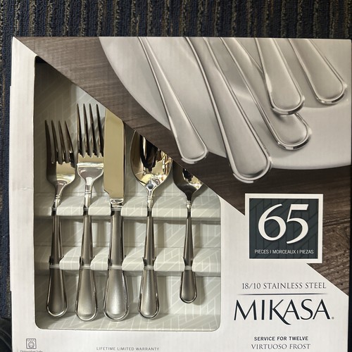 Mikasa Virtuoso Frost 65 Piece Stainless Steel Flatware Set (Service