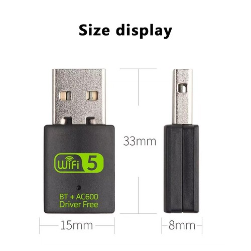 100PC 2in1 AC600 600Mbps 2.4G 5GMini USB WiFi Wireless + Bluetooth 5.0 Adapteyb - Afbeelding 8 van 10