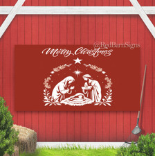 Merry Christmas Nativity Indoor Outdoor Banner sign