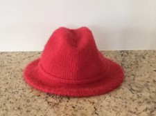 Vintage Aris Knit Fedora Womens Winter Hat Red USA Made One Size