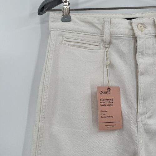 Quince Women's Stretch Cotton Twill Wide-Leg Crop Pants sz 28 Ivory/White NWT - Picture 2 of 6