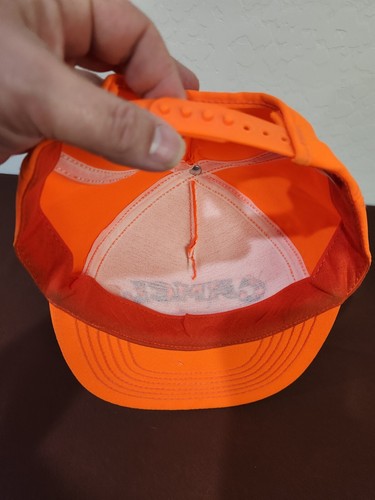 Vintage Camel Cigarettes Blaze Orange Ebossed Hunting Camo Safety Hat!!! - Picture 5 of 6