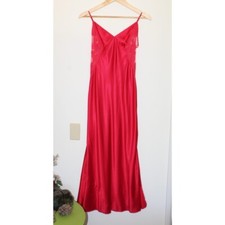 Victorias Secret Satin Passion Red Nightgown Lace Babydoll Slip Dress Size Small