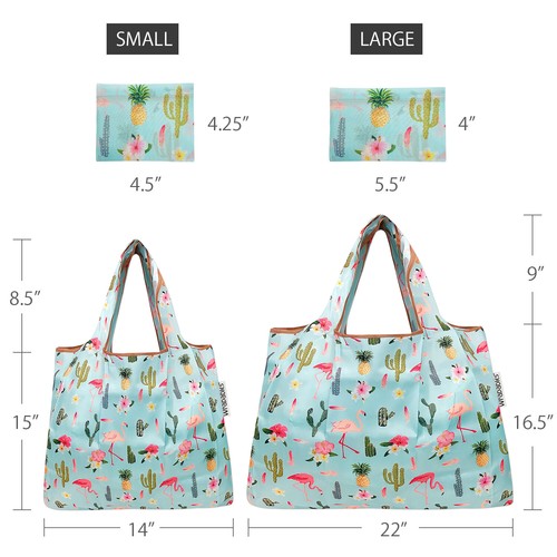 Wrapables Large & Small Foldable Tote Nylon Reusable Grocery Bags, Set of 2 - Picture 6 of 51