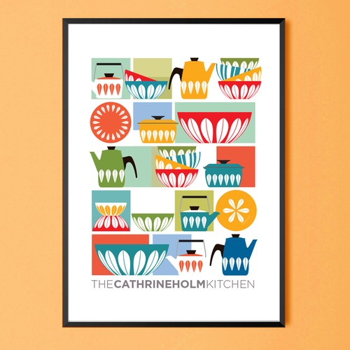 Cathrineholm midcentury Kitchen Art print, colourful kitchen wall art