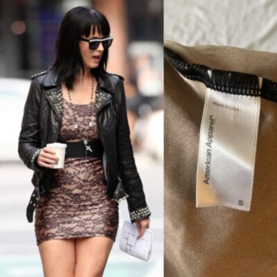 RARE American Apparel Scoopback Nylon Bodycon Dress with Lace Tricot Print  SMALL | eBay