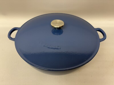 Le Creuset große Kasserolle Suppenschüssel Schale Gusseisen blau 32 rund