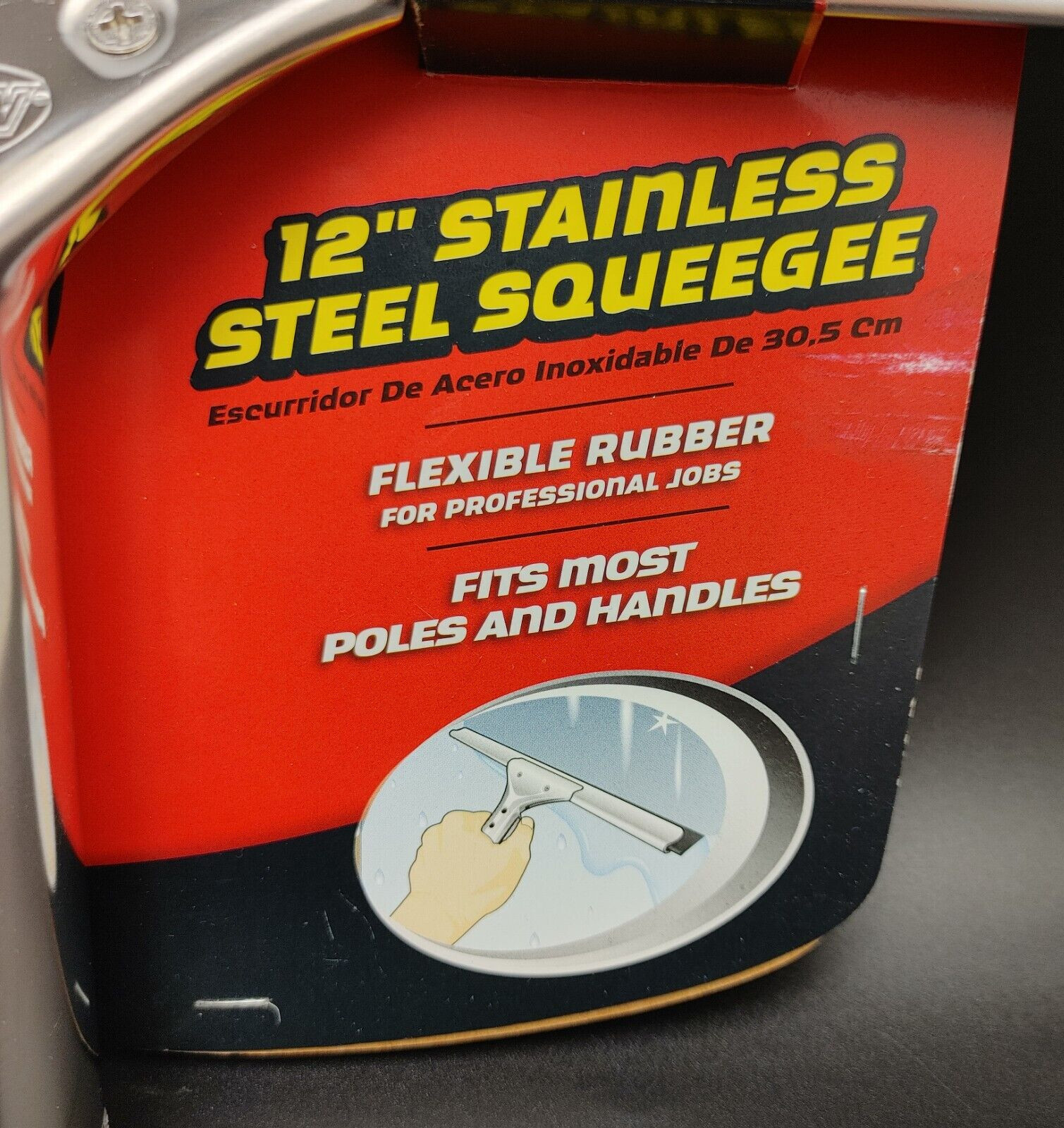 Libman 12" Squeegee High Power Flexible Rubber Stainless Steel Home & Commercial