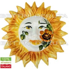 Sole ceramica interamente decorato dipinto a mano Girasoli Maiolica cm. 20