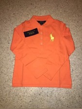 NWT POLO RALPH LAUREN GIRLS STRETCH BIG PONY LONG SLEEVE SHIRT RESORT ORANGE