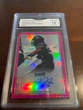 JA'QURIOUS CONLEY 2020 LEAF METAL ALL-AMERICAN PINK AUTO PINK RC 2/10 GRADED 10