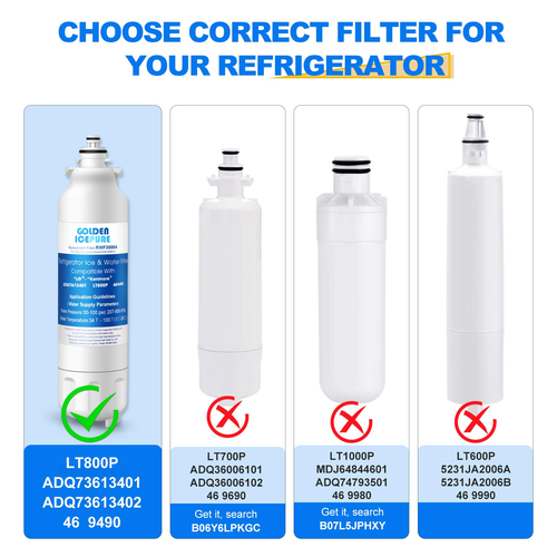 Paquete de 3 filtros de agua aptos para LG LT800P ADQ73613401 RWF 1160 R-9490 LSXS26366S - Imagen 2 de 10