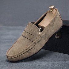 Men's Shoes Spring Casual Leather Loafers Slip On Casual Suede Driving Shoes New