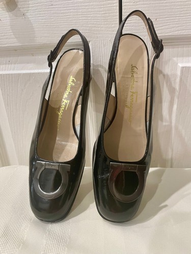 PREPPY CHIC SALVATORE FERRAGAMO LACKLEDER PUMPS MADE IN ITALY GRÖSSE 7 - Bild 17 von 19