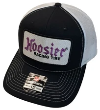 HOOSIER RACING TIRE Patch on Richardson 112 Trucker Hat Snapback Black/White
