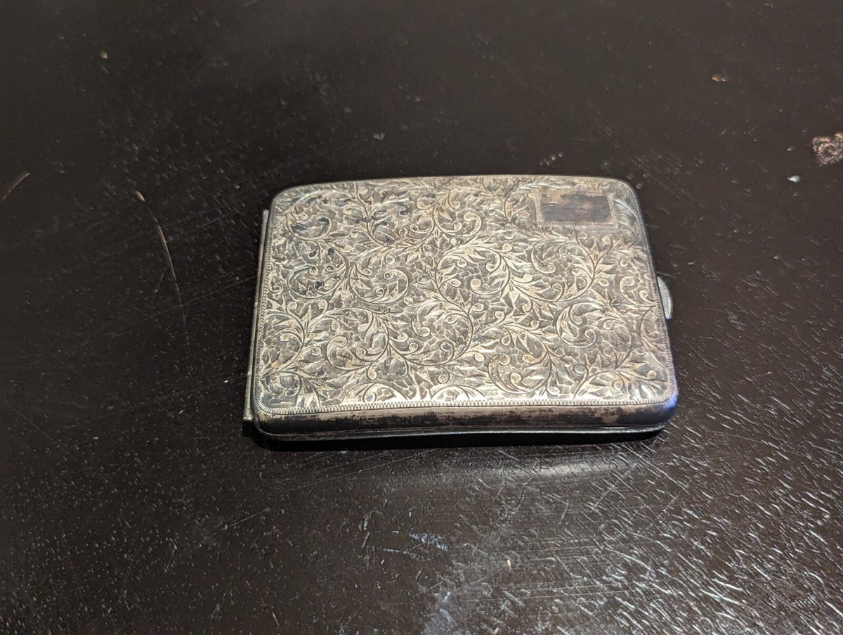 銀製皿 木製箱付き ANTIQUE JAPANESE SOLID SILVER CIGARETTE CASE STERLING SILVER