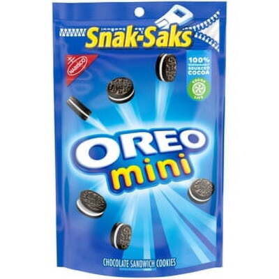 OREO Mini Chocolate Sandwich Cookies, Snak-Saks, 8 oz (Pack of 12