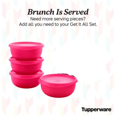 NEW Tupperware Blossom Bowls 2.3 Cup Essentials Mini Dessert Serving Dishes Pink