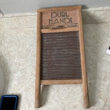 Vintage Dubl Handi Washboard Columbus Ohio Wood Frame 2 Sided 18  X 9  Scrubber