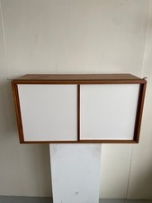 Large sliding wooden doors 89cm white cabinet Staples Ladderax & 2 bars (09C)