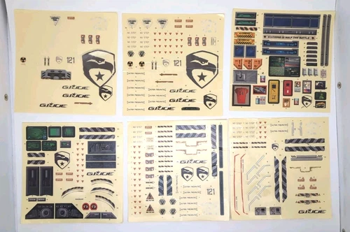 LOT: GI Joe Rise of Cobra Pit Mobile Headquarters *6 DECAL SHEETS A FEW MISSING*