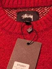 STUSSY 8 BALL SWEATER RED WITH BLACK SMALL AUTHENTIC MOHAIR BLEND