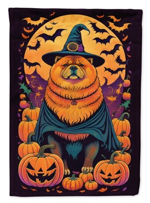 Caroline's Treasures Chow Chow Witchy Halloween Garden Flag DAC1497GF