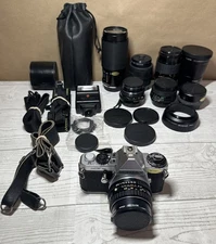 Pentax ME Super SE 35mm SLR Film Camera w / 7 LENSES WORKS Other Accessories Inc