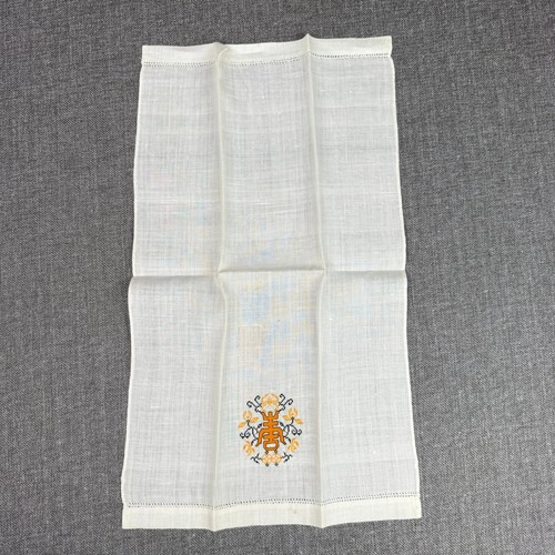 Juego de 3 toallas de mano de lino vintage bordadas punto de cruz baño de invitados - Imagen 9 de 10