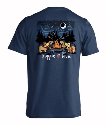 Puppie Love Dog Campfire Pups Short Sleeve T-Shirt NEW