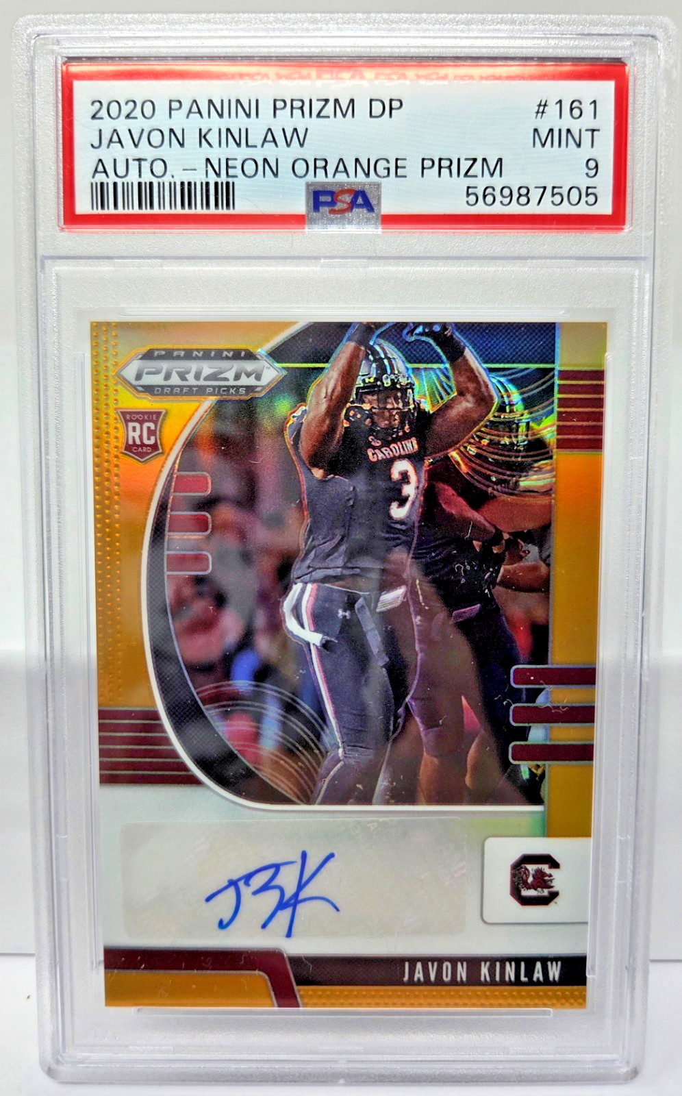 Javon Kinlaw Panini Prizm Draft Picks #161 Autograph-Orange