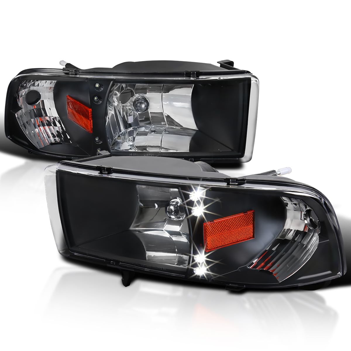 LED Black Headlights Dodge Ram 94-01 1500 94-02 2500 3500 L+R Pair