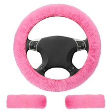 3 Pcs Fluffy Steering Wheel Cover Set 15 Furry Car Wheel Cover 2 Seat Bel... 3 Pcs Fluffy Steering Wheel Cover Set 15 Furry Car Wheel Cover 2 Seat Bel...