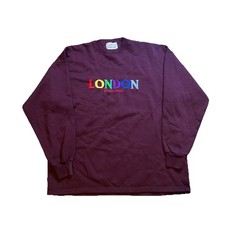 London England Crewneck Sweatshirt Mens Unisex XL Burgundy Souvenir Pullover