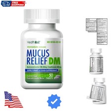 Mucus Relief DM Dextromethorphan HBr 20mg Guaifenesin 400mg No Benzene ...