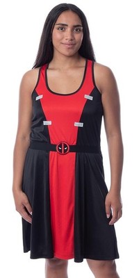 Womens' Deadpool Classic Costume Racerback Nightgown Pajama Dress (MD) Black